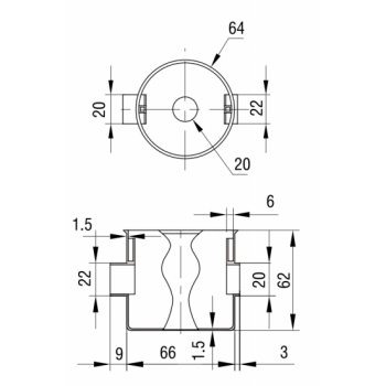 Коробка установочная углуленная 60х62 для твердых стен,  круглая, с саморезами, Рувинил
 фото 3