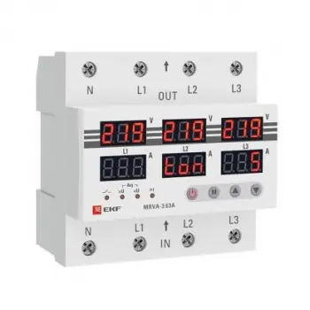 Реле напряжения и тока MRVA-3 63A трехфазное с дисплеем