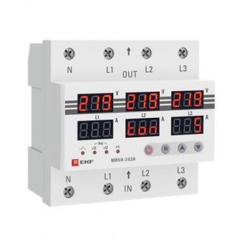 Реле напряжения и тока MRVA-3 63A трехфазное с дисплеем