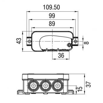 Коробка распределительная для о/п 43х80х35 серая степень защиты IP54, прямоугольная, Рувинил
 фото 3