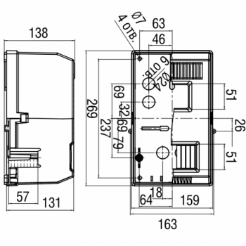 Корпус пластиковый учетный ЩК о/п 261х154х131мм для индукционного счетчика степень защиты IP31,  на 5 модулей,  установка индукционного счётчика,  пломбировочные ушки фото 2