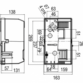 Корпус пластиковый учетный ЩК о/п 261х154х131мм для электронного и индукционного счетчика степень защиты IP31,  на 5 модулей,  установка электронного и индукционного счётчика,  пломбировочные ушки фото 2