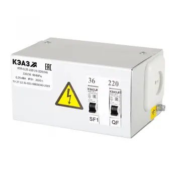 Ящик с понижающим трансформатором ЯТП 0,25 220/36В (2 авт.выкл.) IP31  фото 1