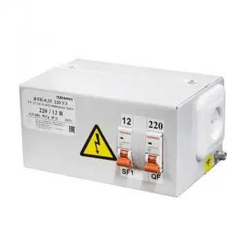 Ящик с понижающим трансформатором ЯТП 0,25 220/12В (2 авт.выкл.) IP31  фото 1