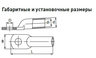 чертеж габаритных и установочных размеров наконечников алюминиевых