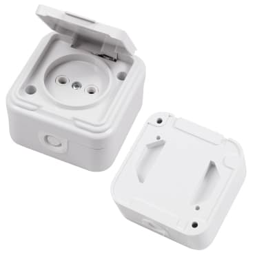 Розетка 1-местная RA16-201-Белая 16А, IP44 без заземления с крышкой