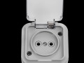 Розетка 1-местная 16А без заземления с крышкой IP54 серая РА16-296(02)