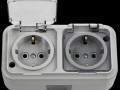 Розетка 2-местная 16А с заземлением с крышкой IP54 серая РА16-303(02)